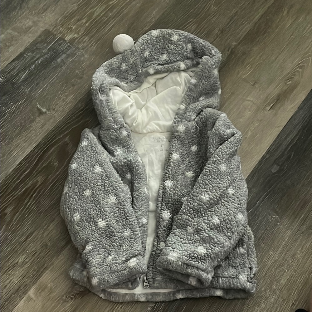 Cozy Gray and White Polka Dot Jacket